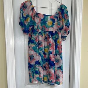 BiBi Floral Tunic Dress in Pink, Blue, Green, Yellow